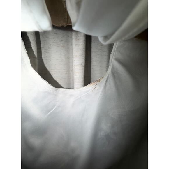 White 3D Floral Applique Sleeveless Crop Shell Top Ribbon Bow Sheer S M 90s 00s - Picture 5 of 10